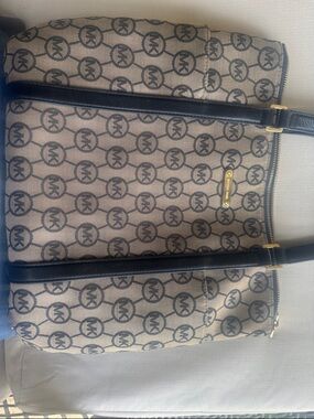 Michael Kors Beige and Black Signature Canvas Tote